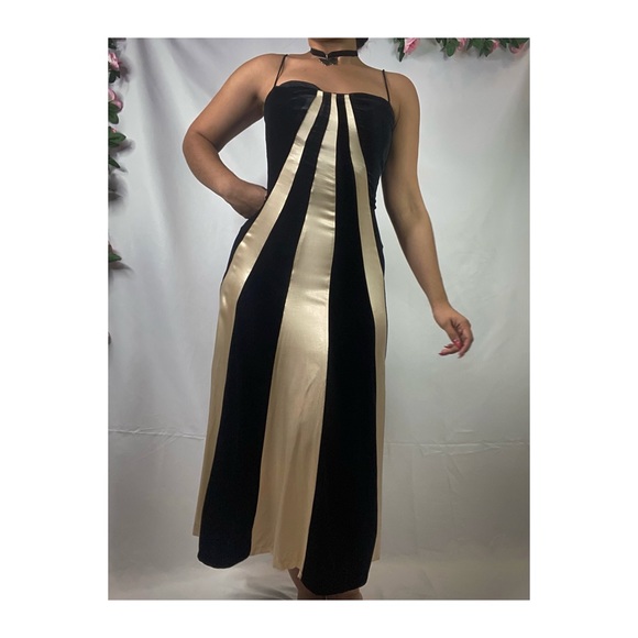 Perfect Moments Velvet Black Maxi Dress - Stretchy Comfort With Belt And Mesh Detail main image 1